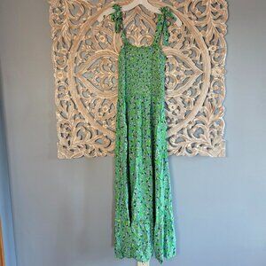 Zesica Green Floral Smocked Maxi Sun Dress Size M